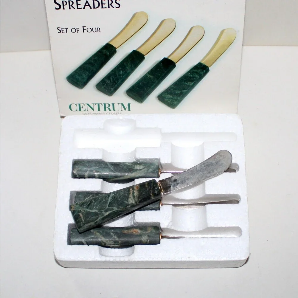 Green Natural Marble Spreaders set of 4 Centrum knives aperitif